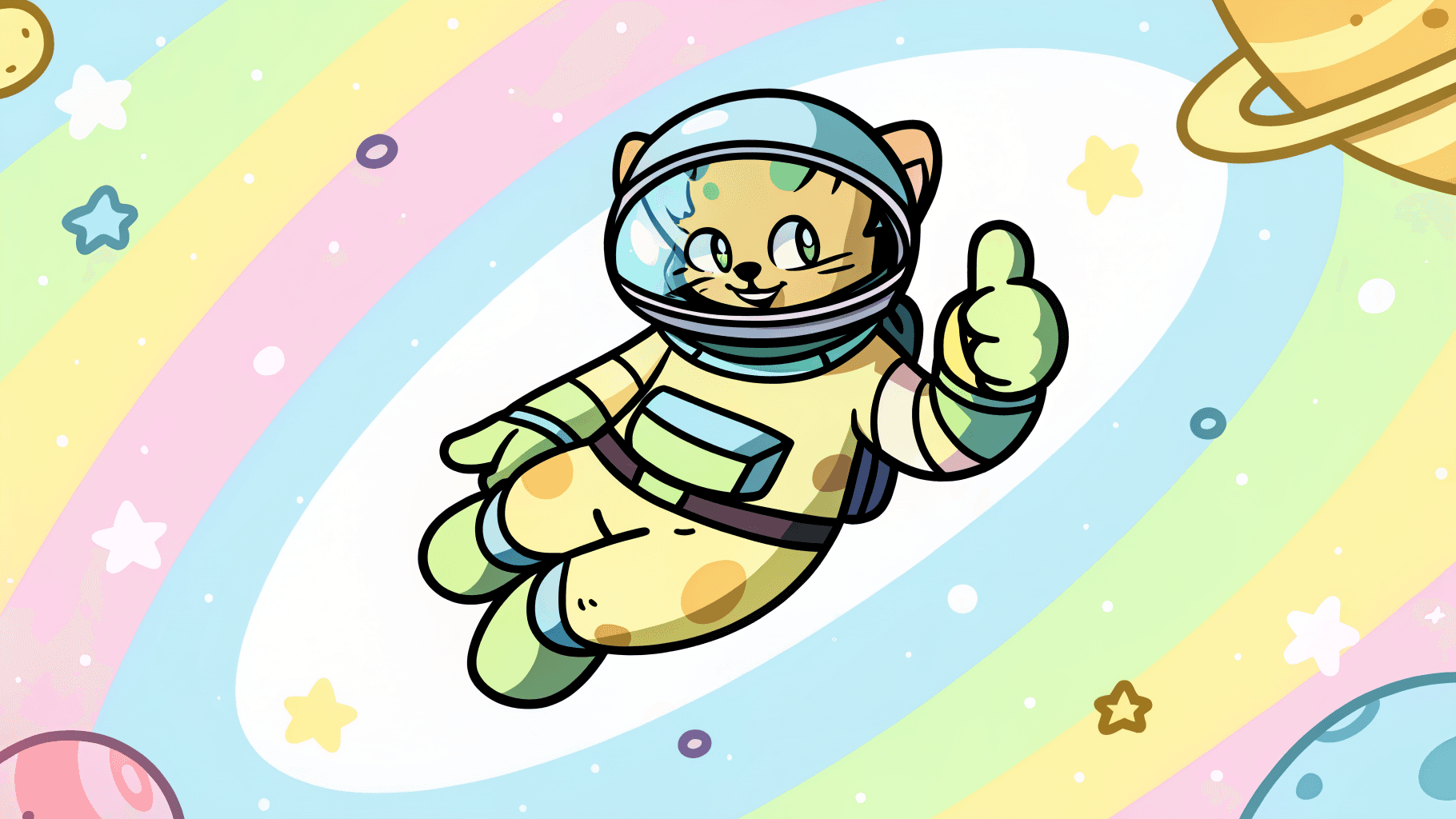 Cat astronaut giving thumbs up