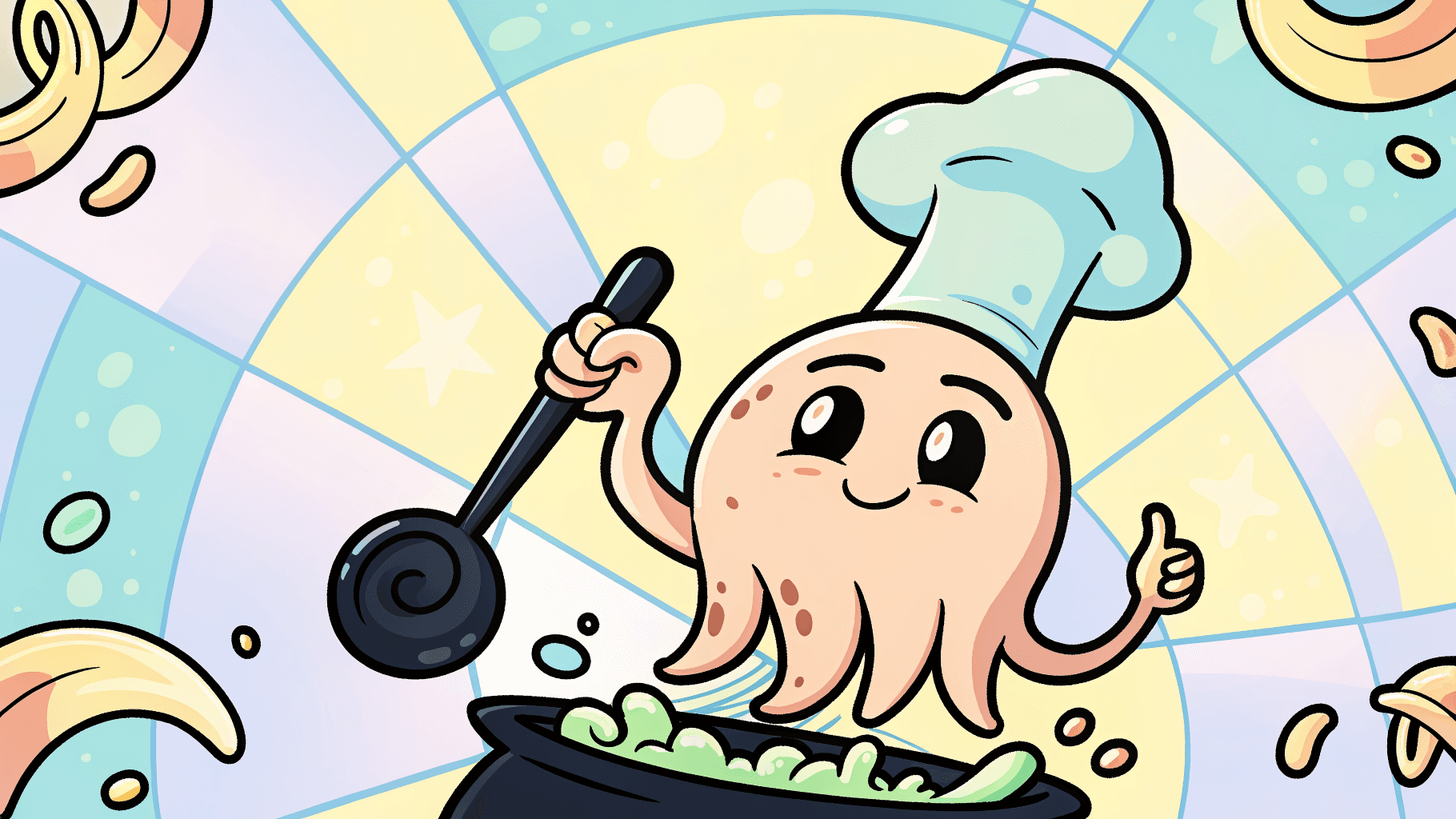 Chef octopus with tall hat