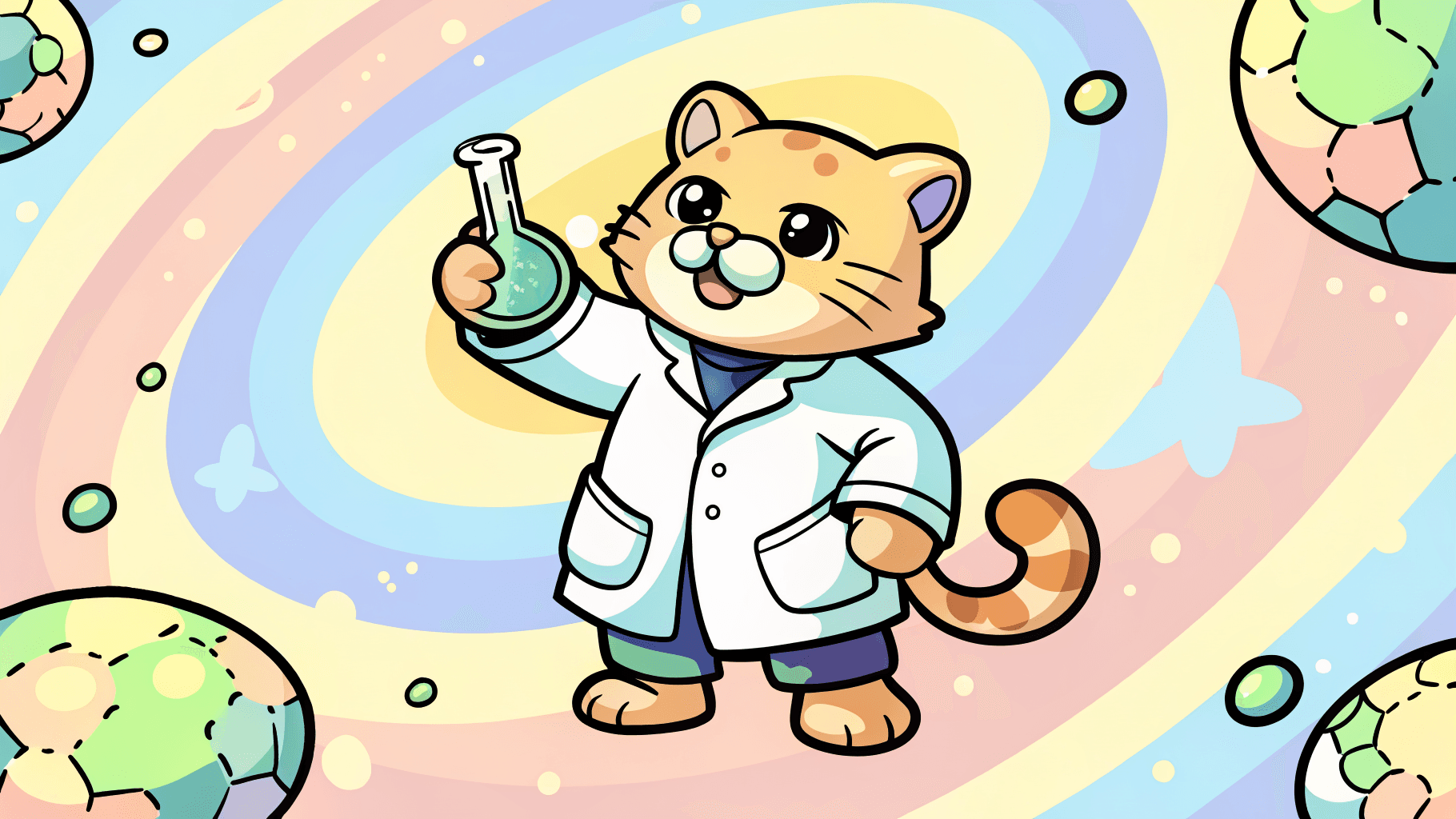 Scientist cat in lab coat