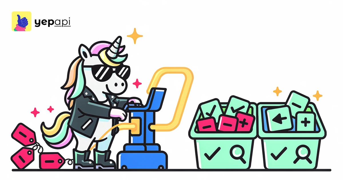 Unicorn sorting image tags through a how to write alt text gate into informative, decorative, functional, and complex bins