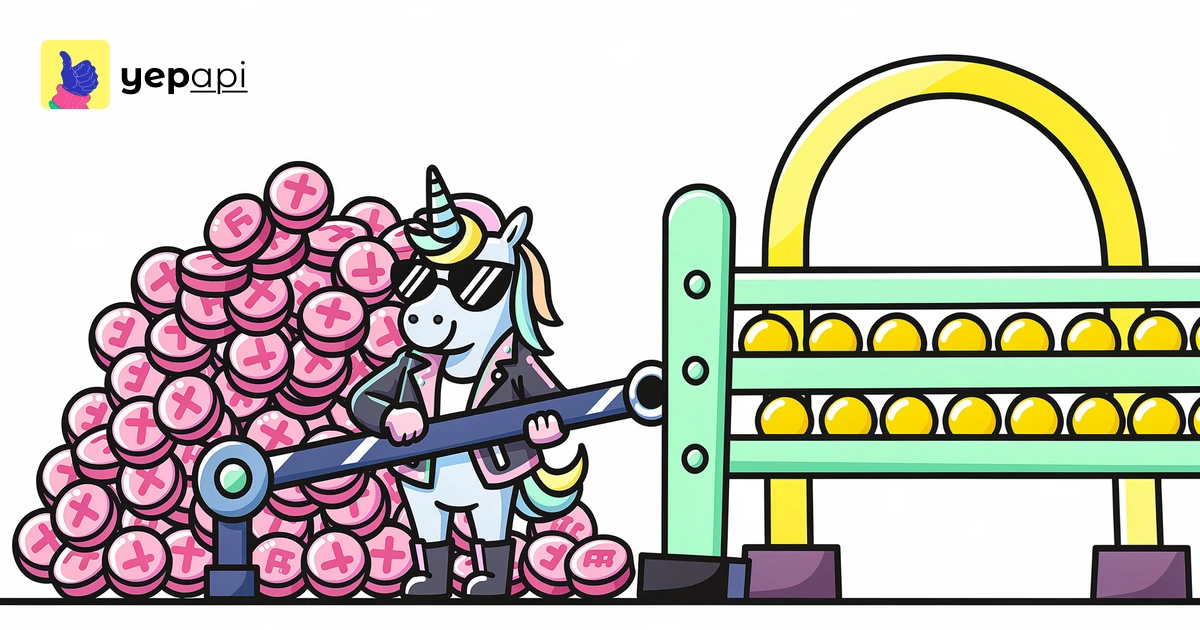 A unicorn pulls a lever on a wooden sorting gate with one jammed lane and four clear rails.