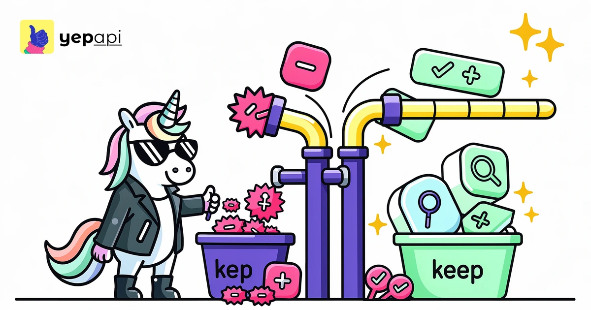 Unicorn sorting domain tags through a filter gate for what is spam score, with risky sites rejected