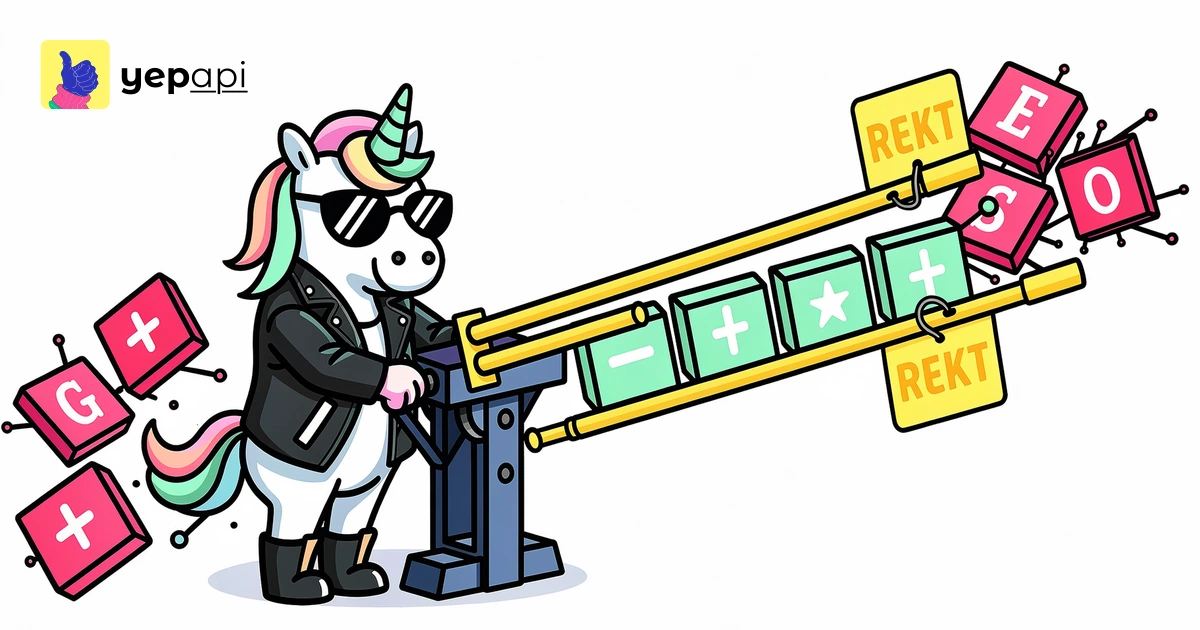 A unicorn sorting small tiles through a wooden gate with three rails.